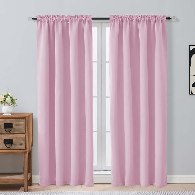 OVZME Pink Blackout Curtains for Girls Room 72 Inch Length 2 Panels Set by OVZME