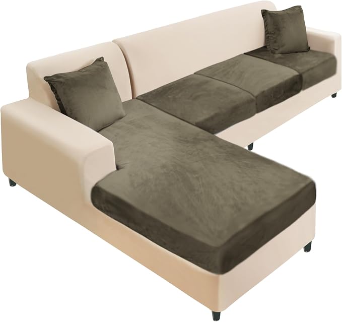 Sectional Couch Cover 4 Pieces Velvet Separate Couch Cushion Covers L Shape by NAISI