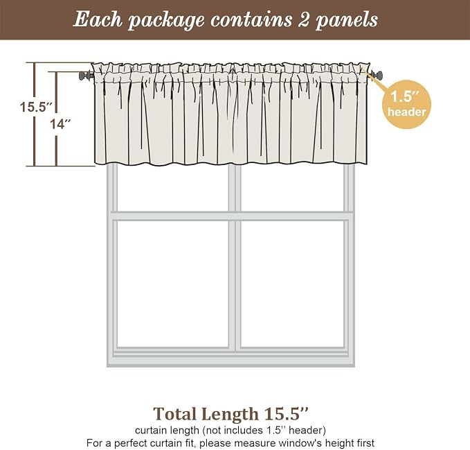 Chyhomenyc Sheer Valances for Windows, Light Filtering Small Window Curtains - Image 3