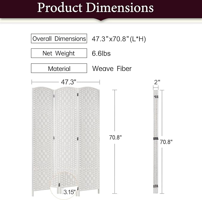 Rose Home Fashion 6 ft Tall Room Divider, Room Dividers and Folding Privacy - Image 3