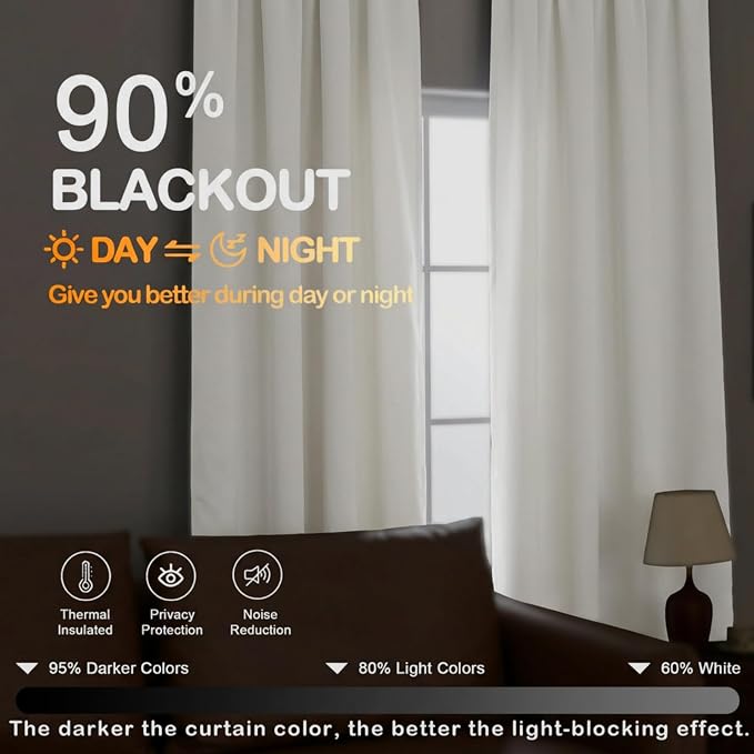 OVZME Light Beige Curtains for Bedroom 63 Inch Length 2 Panels, Protect Privacy - Image 5
