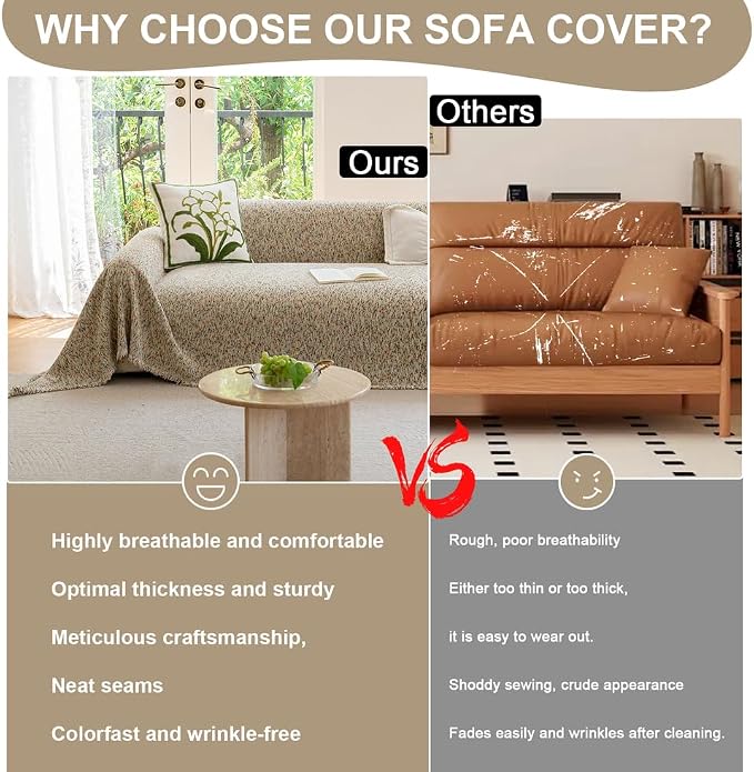 ROOMLIFE Boho Beige Couch Cover - Image 3
