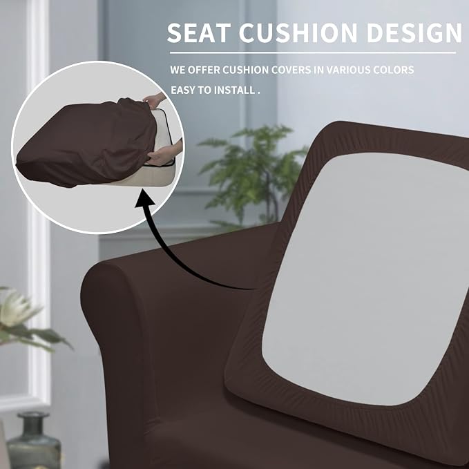Easy-Going 2 Pieces Microfiber Stretch Chair Slipcover – Spandex Soft Fitted - Image 3