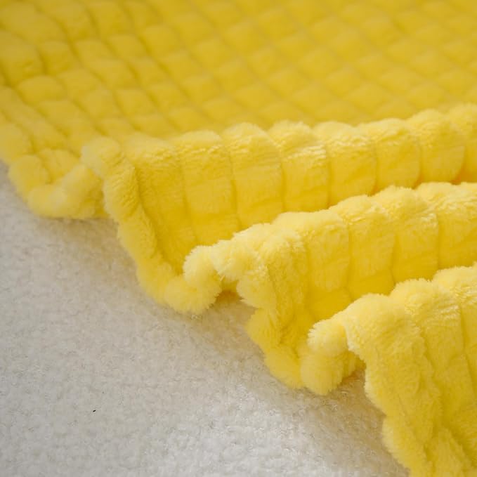 Puncuntex Flannel Fleece Throw Blanket Bright Yellow 60"×80", Super Soft Plush - Image 7