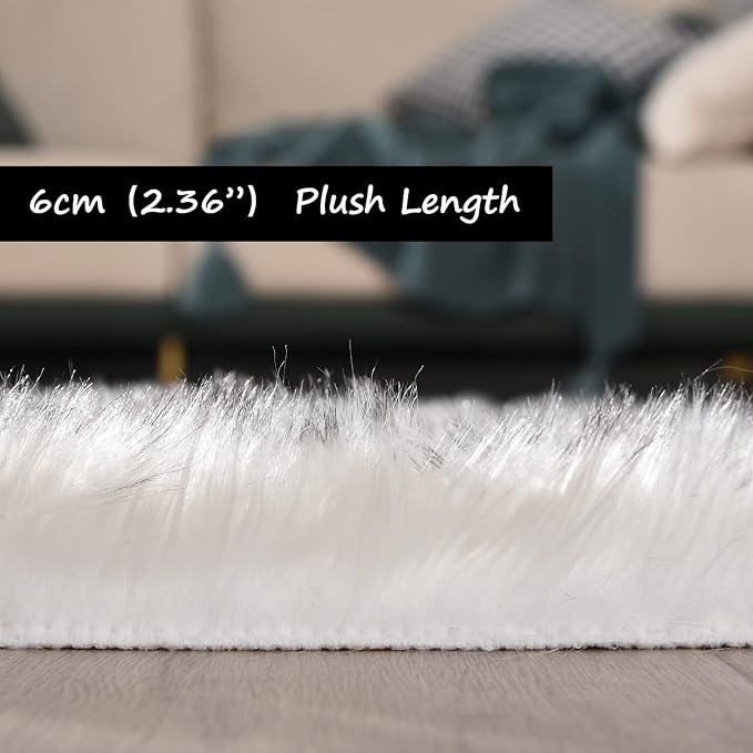 Goolela Round Sheepskin Rug 5ft Fluffy Circle Fuzzy Faux Fur Rug - Image 4