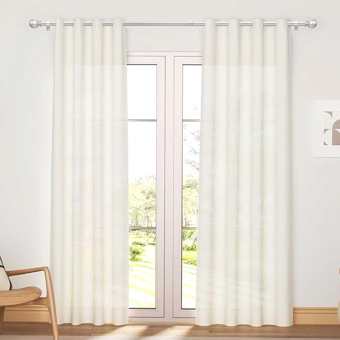 Silver Curtain Rod for Windows 48 to 84 or 88 Inch, 5/8 Inch Diameter - Image 2