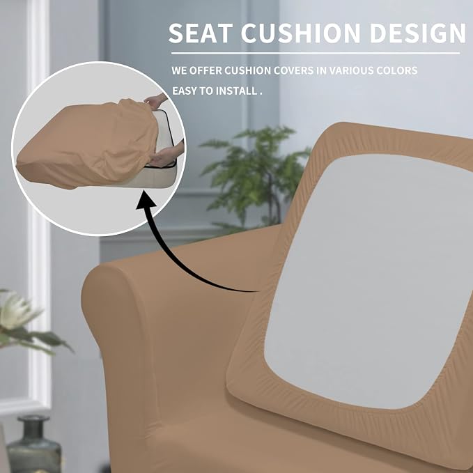Easy-Going 2 Pieces Microfiber Stretch Chair Slipcover – Spandex Soft Fitted - Image 3