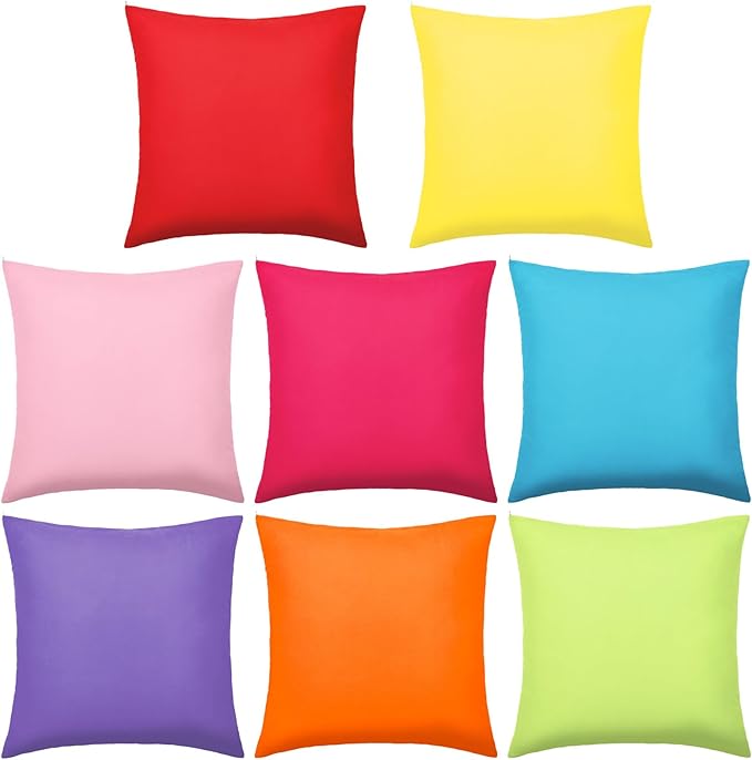 Preboun 8 Pcs 16 x 16 Inch Fresh Colors Decorative Throw Pillow Covers Mixed by Preboun