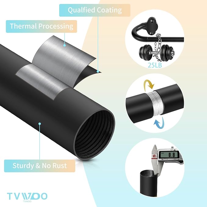 TVWOO Wrap Around Curtain Rods, 5/8 Inch Adjustable Blackout Curtain Rod Set - Image 4