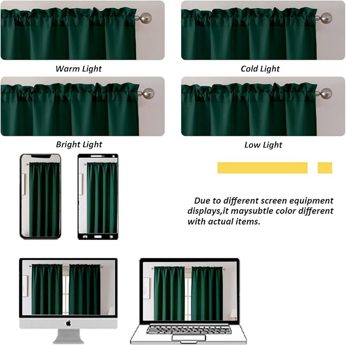Chyhomenyc Christmas Hunter Green Curtains 72 Inch Length 2 Panels Set - Image 6