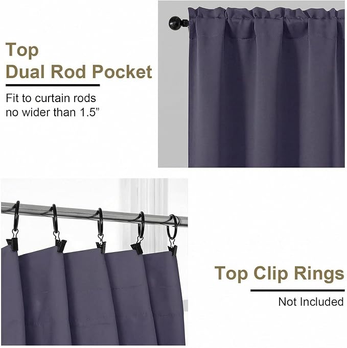 OVZME Greyish Purple Blackout Curtains - Image 4