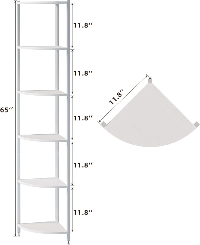 Corner Shelf with LED Lights, 6-Tier Corner Bookshelf - Image 2