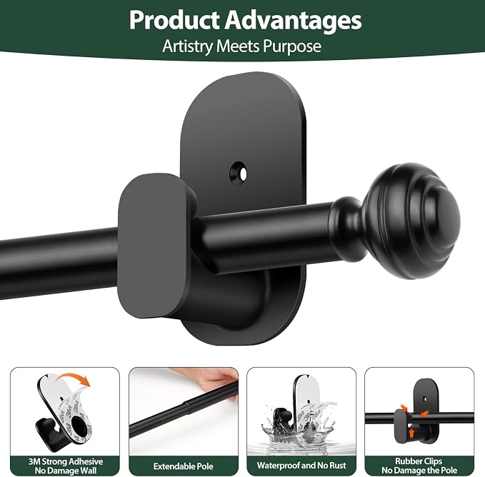 KAMANINA Curtain Rods No Drilling - Image 9