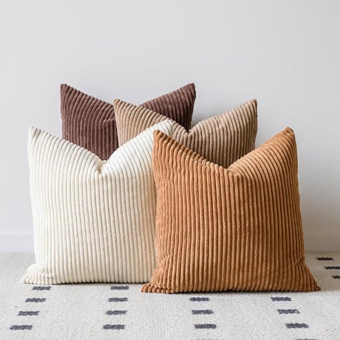 LANANAS Neutral Couch Throw Pillow Covers 18x18 Inch Set of 4 Decorative by LANANAS