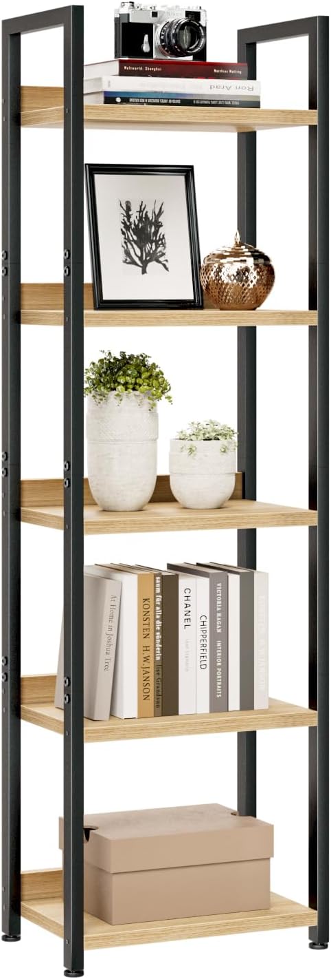 NUMENN Narrow Bookshelf, 5 Tier Bookshelves, Home Office Bookcase Shelf Storage by NUMENN