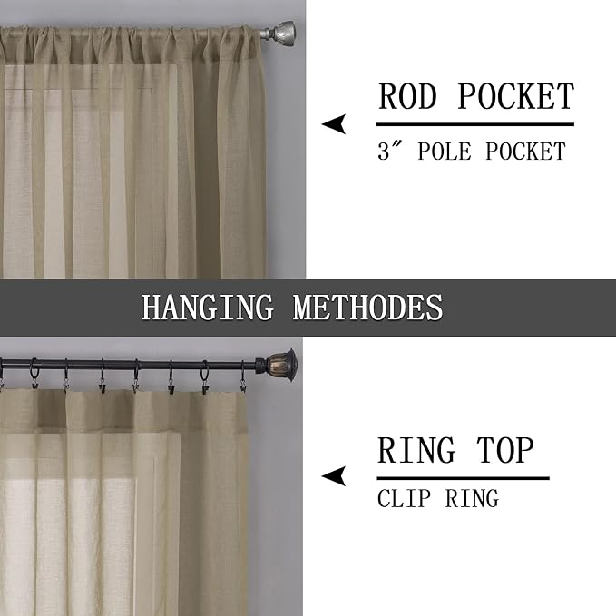 Tollpiz Short Sheer Curtains Linen Textured Living Room Curtain Sheers Light - Image 5