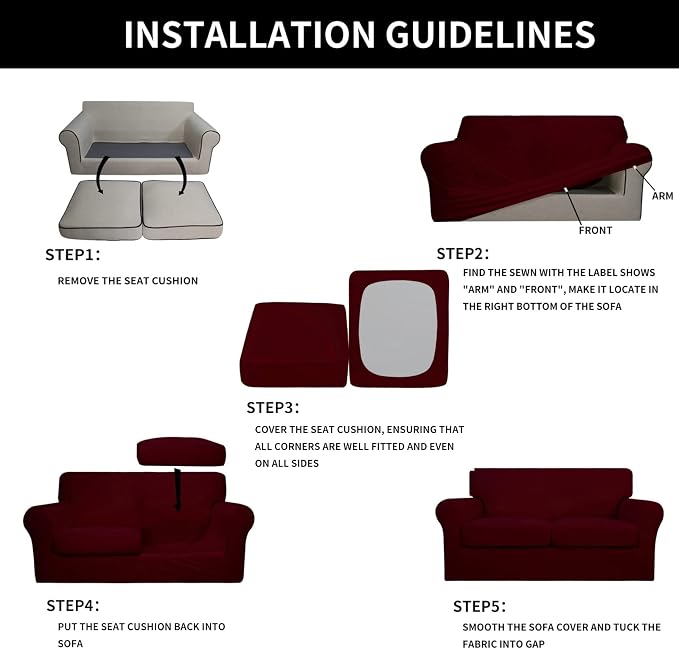 Easy-Going 3 Pieces Stretch Soft Couch Cover - Image 6