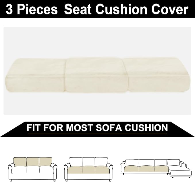 NAISI Couch Cushion Covers 3 Pieces Velvet Stretch Sofa Seat Covers or Backrest - Image 3