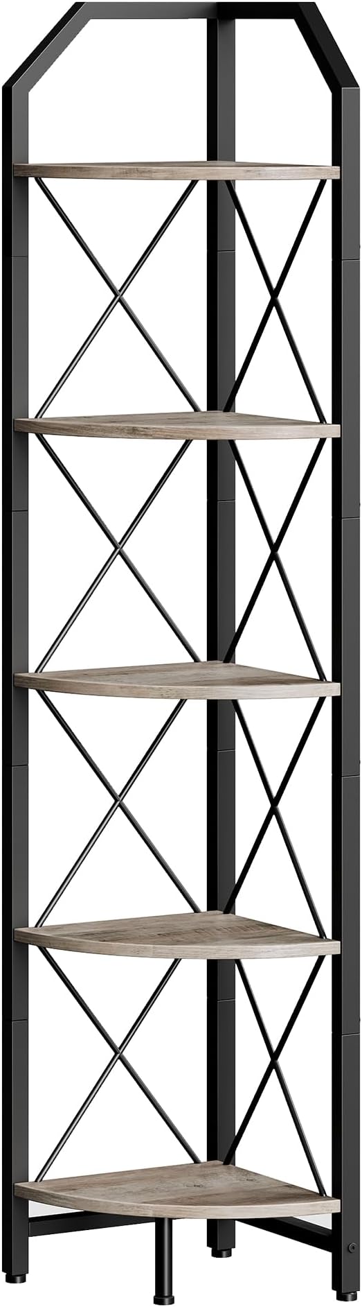 CHOEZON 5-Tier Corner Shelf, Industrial Corner Bookshelf, 59.4" Corner Storage - Image 9