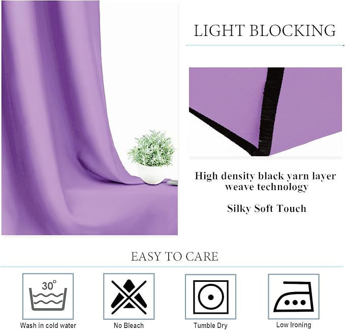 Diraysid Lavender Grommet Blackout Curtains - Image 7