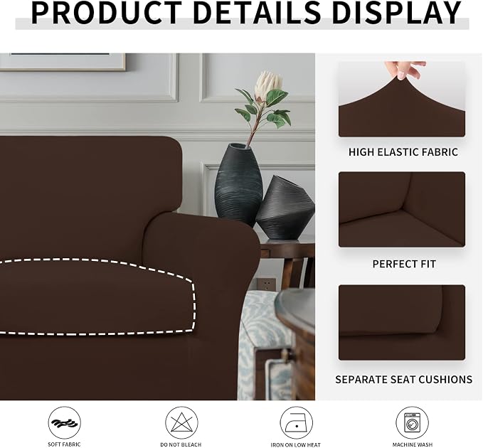 Easy-Going 2 Pieces Microfiber Stretch Chair Slipcover – Spandex Soft Fitted - Image 4