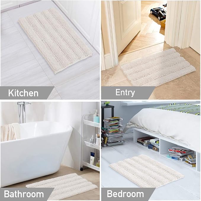 Turquoize Chenille Bathroom Rugs Set Non-Slip Bath Mats - Image 6