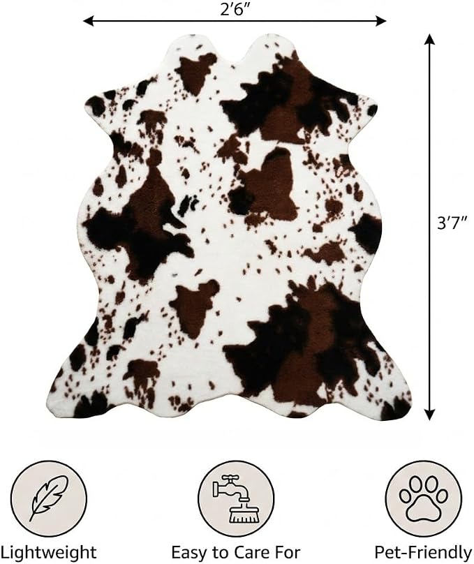 MustMat Cow Print Rug, Faux Cowhide Area Rug - Image 2