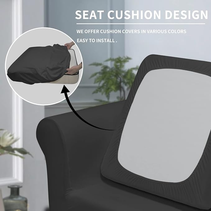 Easy-Going 2 Pieces Microfiber Stretch Chair Slipcover – Spandex Soft Fitted - Image 3