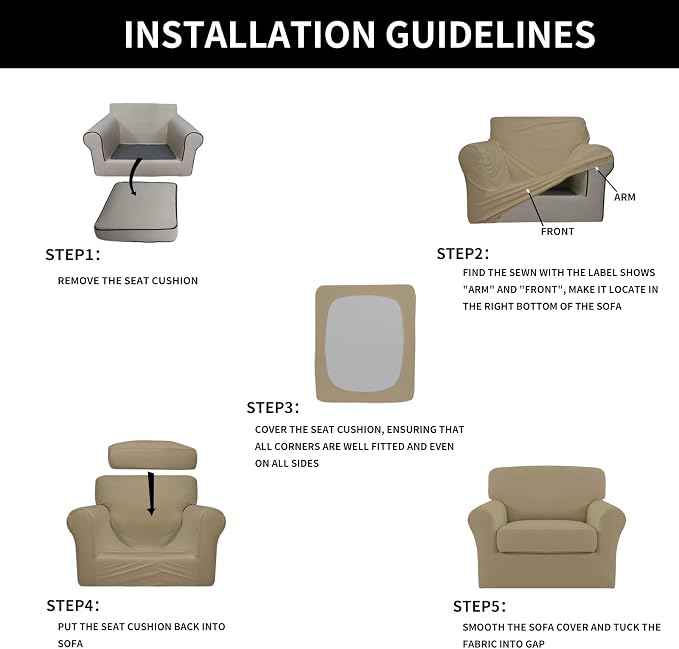 Easy-Going 2 Pieces Microfiber Stretch Chair Slipcover – Spandex Soft Fitted - Image 6