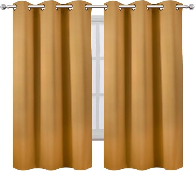 LEMOMO Blackout Curtains 42 x 63 inch/Mustard YellowCurtains Set of 2 - Image 2