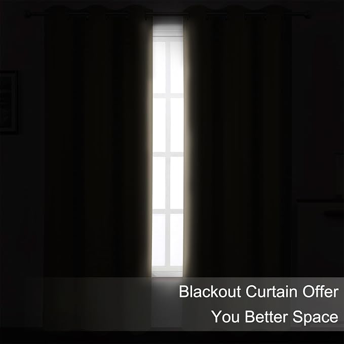 LEMOMO Blackout Curtains 52 x 108 inch/Khaki Curtains Set of 2 Panels/Thermal - Image 3