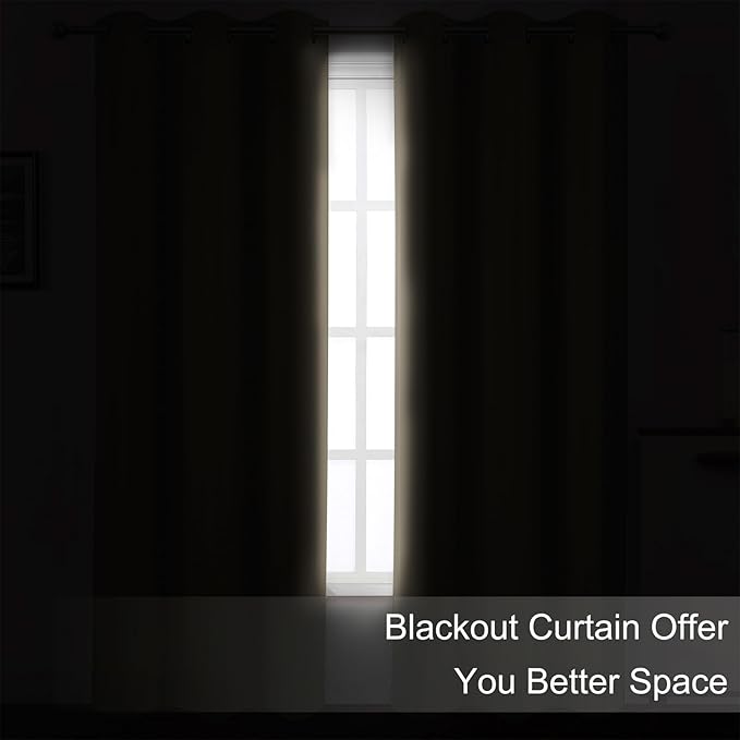 LEMOMO Khaki Thermal Blackout Curtains/52 x 45 Inch/Set of 2 Panels Room - Image 3