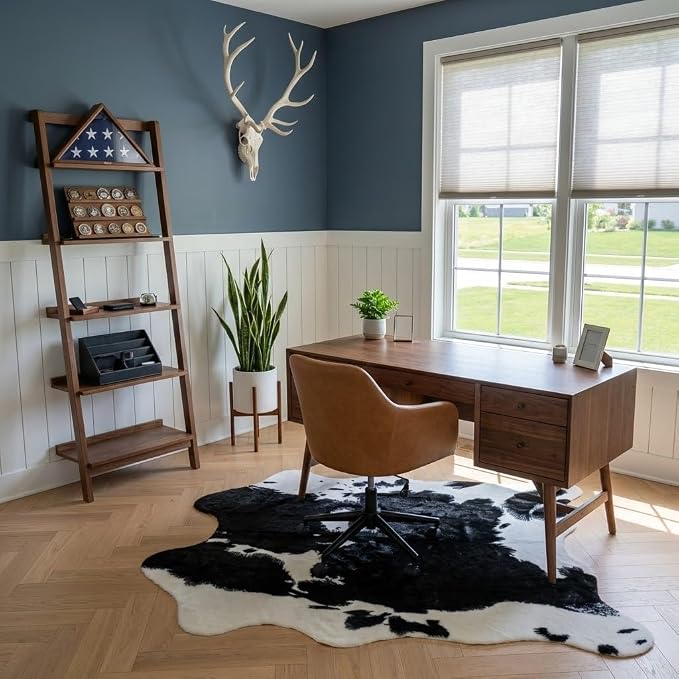 MustMat Cute Cow Print Rug Black and White Faux Cowhide Rugs Animal Printed - Image 8