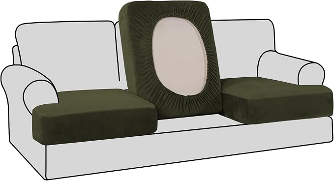 H.VERSAILTEX Stretch Velvet 3 Piece T Cushion Sofa Slipcovers by HVERSAILTEX