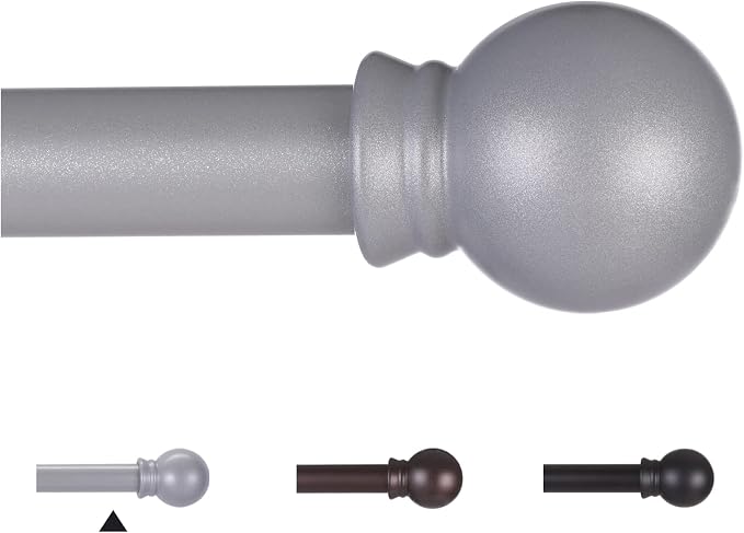 Thestoa Curtain Rods for Windows 48 to 84-92 inch, 5/8" Brushed Nickel Curtain by Thestoa