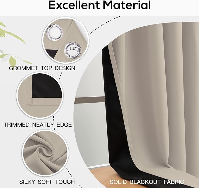 Yakamok 100% Blackout Curtains for Bedroom 84 Inch Length, Complete Light - Image 4