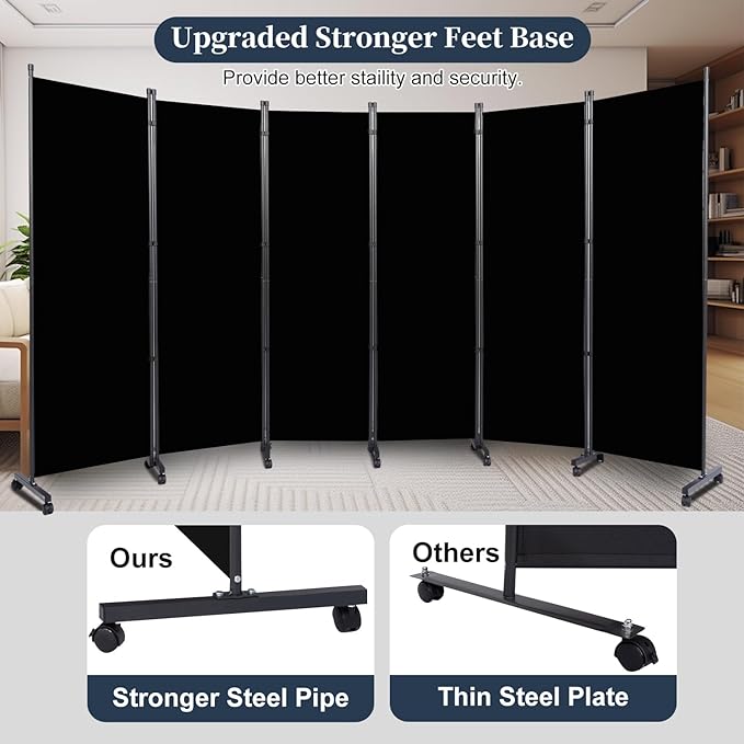 Room Divider Folding Privacy Screens W/Lockable Wheels - Image 2