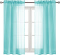DWCN Aqua Sheer Curtains Semi Transparent Voile Rod Pocket Curtains by DWCN