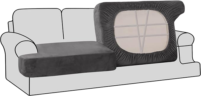 H.VERSAILTEX Stretch Velvet 2 Piece T Cushion Sofa Slipcovers by HVERSAILTEX