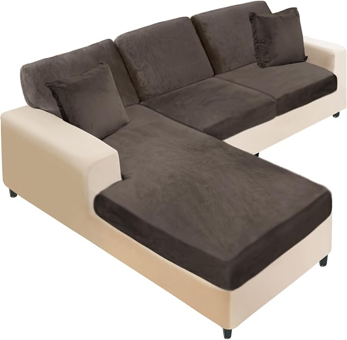 NAISI Sectional Couch Covers 6 Pieces Velvet Couch Cushion Covers L Shape Soft by NAISI