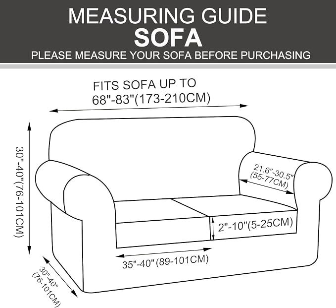 U-NICE HOME 3 Pieces Stretch Couch Cover Sofa Cover Washable Sofa Slipcover - Image 7