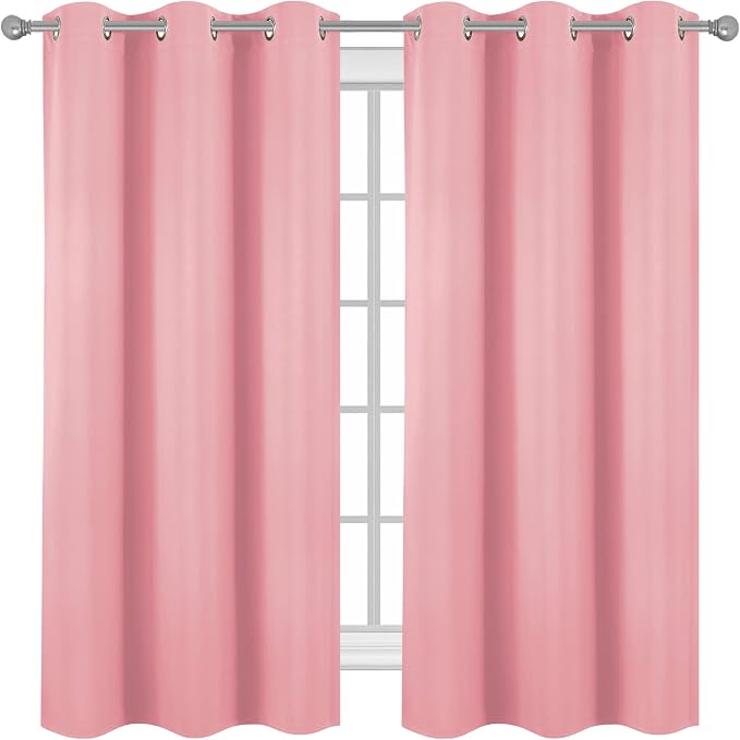 Diraysid Pink Grommet Blackout Curtains - Image 2