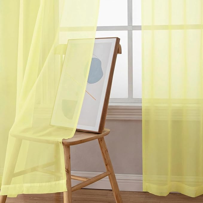 Chyhomenyc Sheer Curtains 90 inches Long 2 Panels - Image 9
