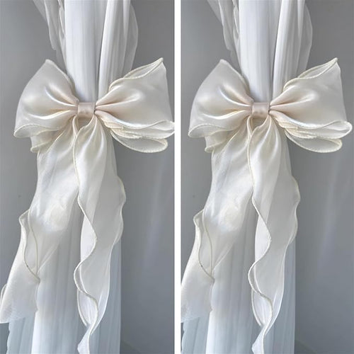 2 Pack French Silky Bow Curtain Tiebacks, Elegant Lace Ribbon by Unknown