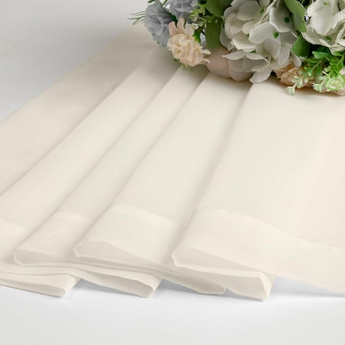 OVZME Cream Sheer Curtains 36 inch Length 2 Panels Set, Light Filtering Voile - Image 5