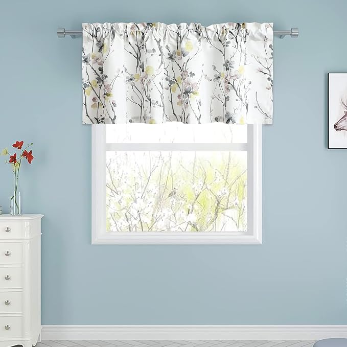 Leeva Floral Printed Valance Curtains, 52 x 18 Inches Light Filtering - Image 3