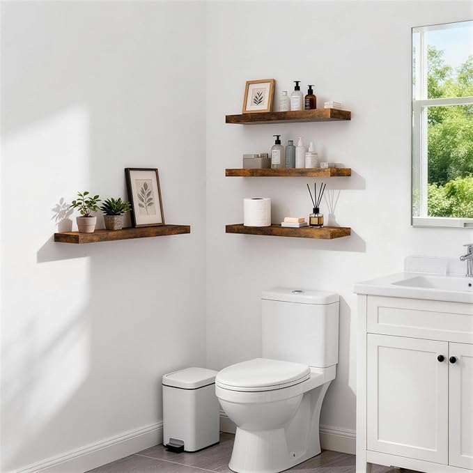BAYKA Floating Shelves, 22.5 inches Rustic Wood Wall Shelves - Image 2
