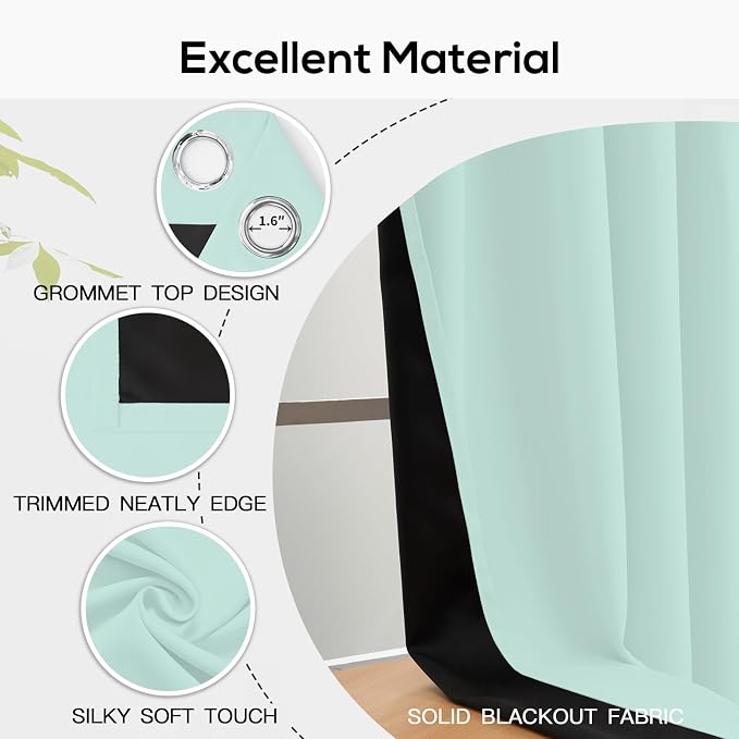 Yakamok 100% Blackout Curtains for Bedroom 72 Inch Length, Total Light Blocking - Image 4