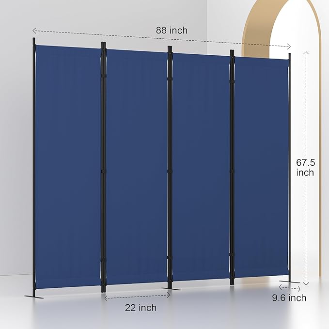 Room Divider, 4 Panel Folding Privacy Screen, 88” Portable Separating - Image 5