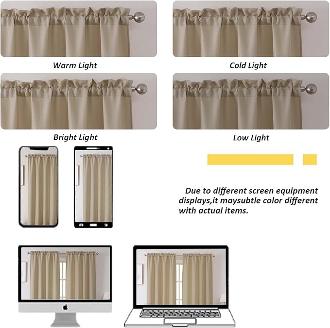 Chyhomenyc Camel Curtains 78 Inch Length 2 Panels Set, Faux Linen Textured - Image 4